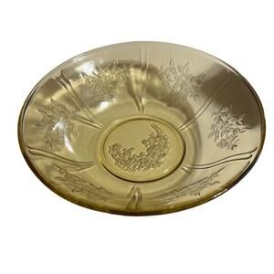 Vintage Federal Glass Amber Sharon Cabbage Rose Bowl Circa 1930's      8.5"